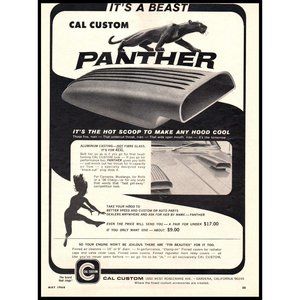 1968 Cal Custom Black Panther Hood Scoop Vintage Print Ad Wall Art
